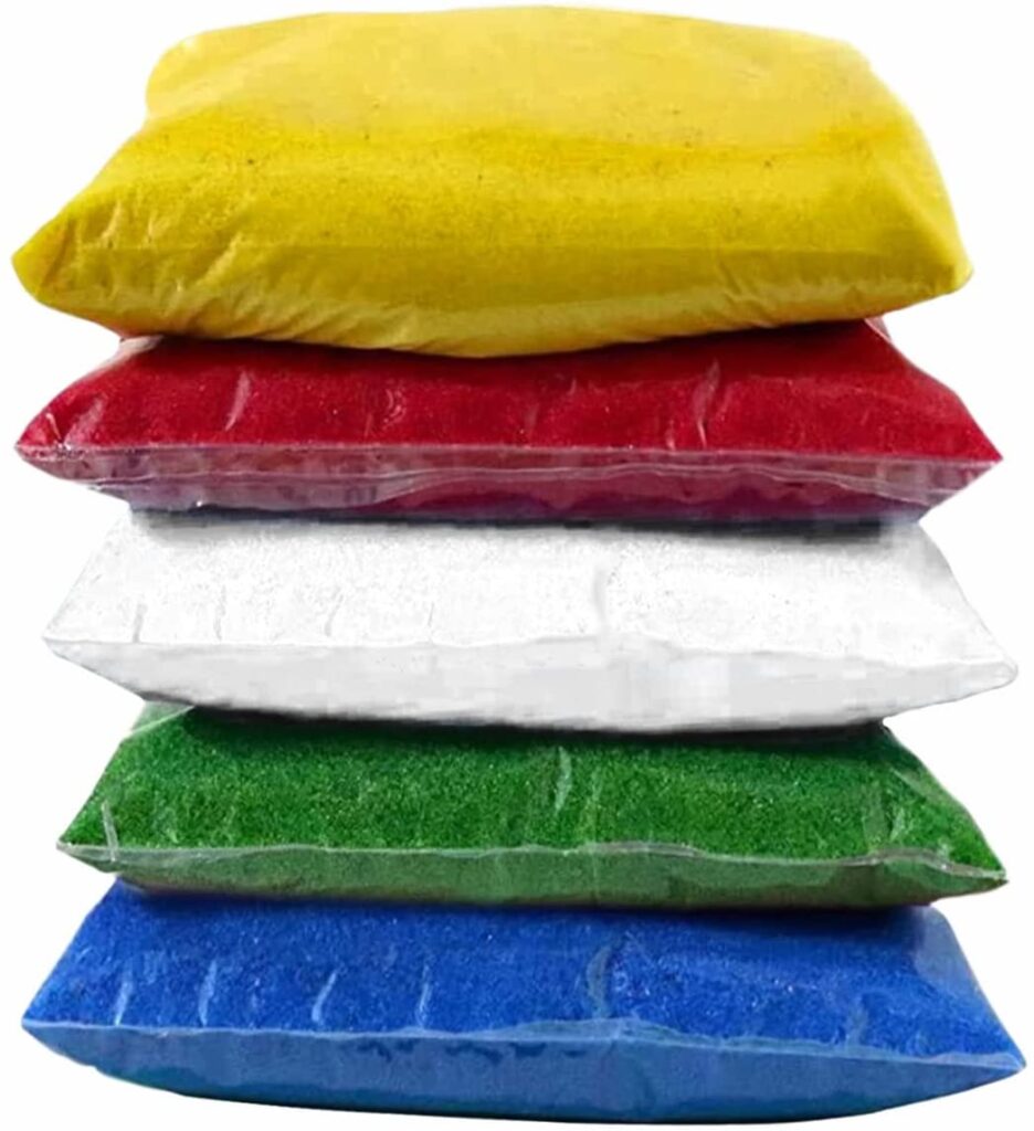 Yellow Rangoli Powder BRIGHTBLOOM Rangoli Powder Colors 5 Multicolor Rangoli Powder (Red,Blue ...