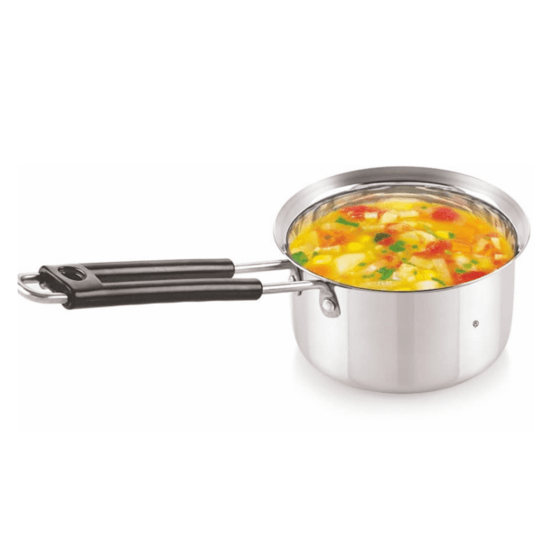 Stainless Steel Sauce Pan, Tea Pan, Milk Pan Heavy Gauge 1 Liter (Gas Stove Friendly), Silver 22 Gauge, Weight 360g