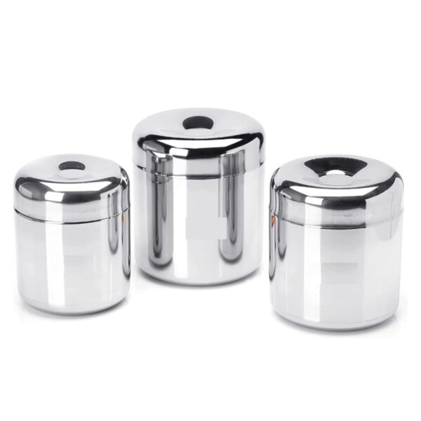 Stainless Steel Small Canisters/Jars/Ubha Dabba/Storage Containers set of 3 Pcs,